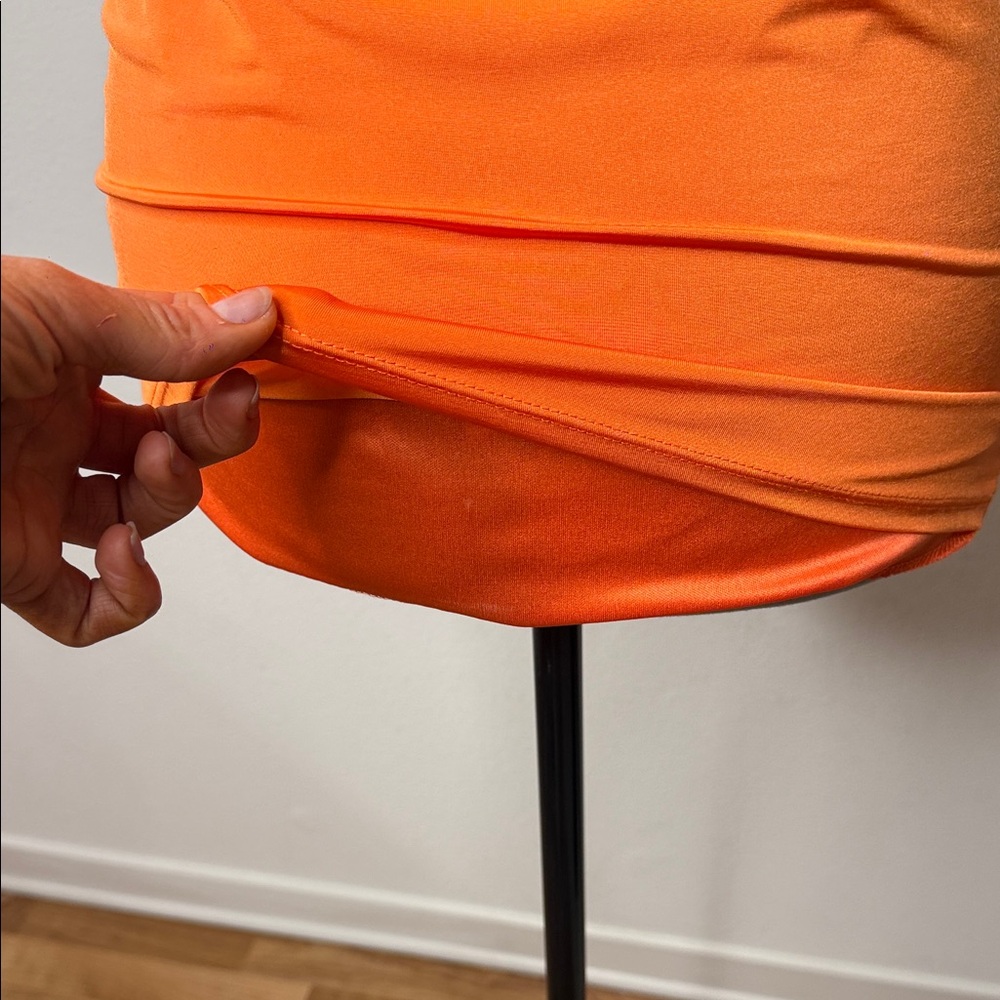 NWT Orange Cutout Twist Front Bodycon Mini Dress S - Picture 6 of 7